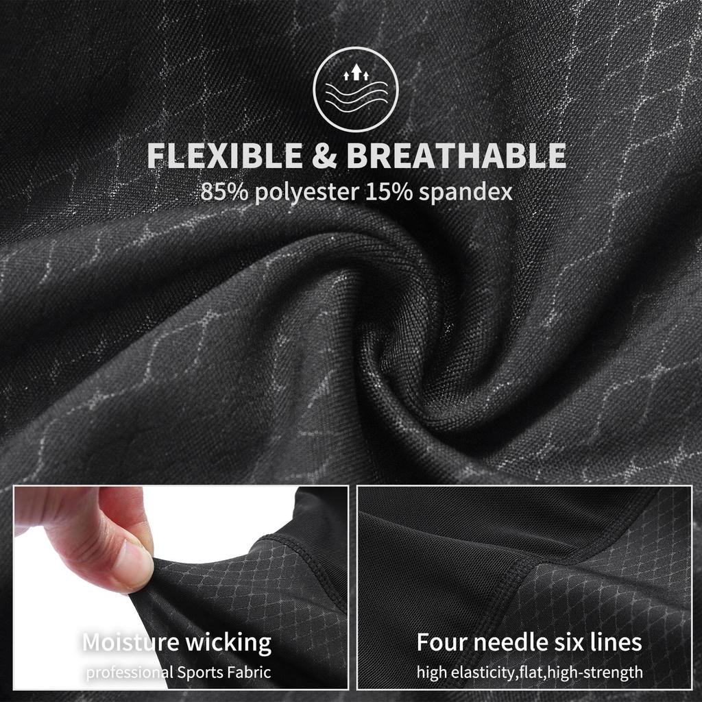 WOSAWE Men's Road Cycling Breathable Stretch Athletic Foam Padded Side Pocket Night Cycling Shorts