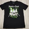 Attack On Titan Black Anime Graphic T-Shirt Size S Mikasa Eren Levi Green Print