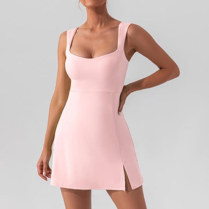 Women's Outdoor Summer Sports Tennis Dress Soft High Elasticity Golf Dress Quick Drying Breathable Fitness Shorts One Piece Tennis Sport Dress