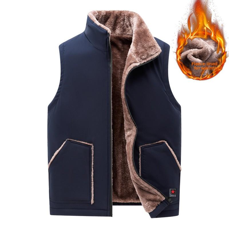 Plus Size Autumn Winter Fleece-Lined Thickened Vest for Men, Middle-Aged and Elderly, Slim Fit Vest, Warm Vest, Jacket for Men