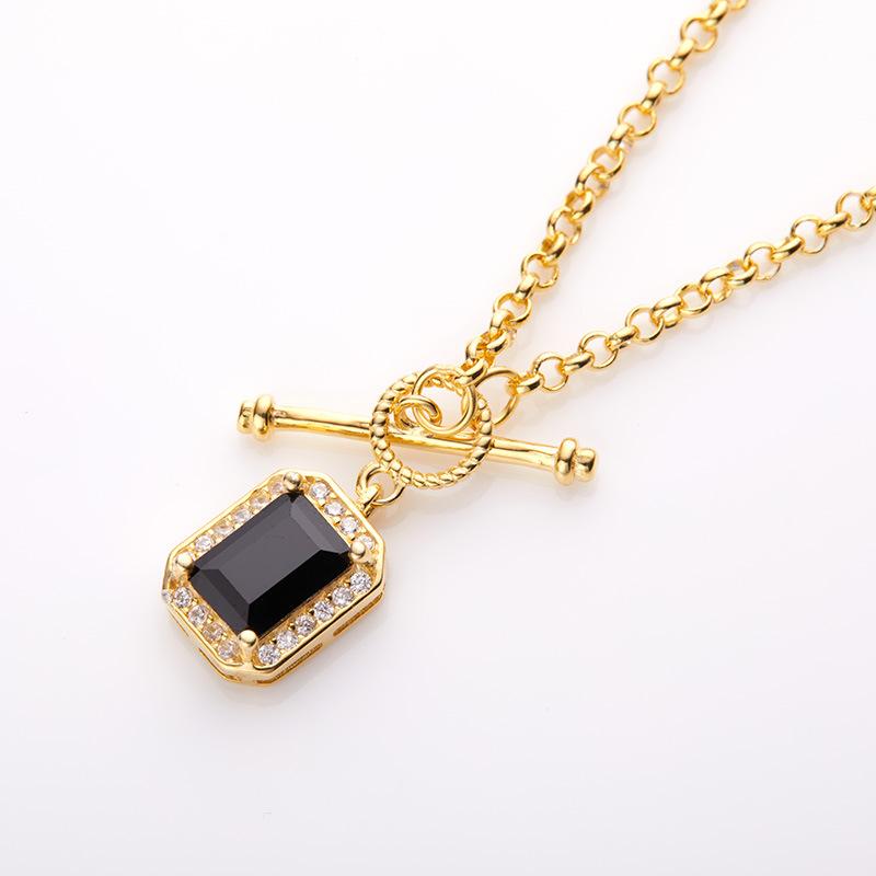 S925 Inlaid Fringed Colored Treasure Series Necklace Women'S Natural Black Spinel Peridot Collarbone Chain Jewelry