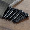Ebony Acoustic Guitar Bridge Pins, Set of 6, Inlaid with 6.0mm Mother-of-Pearl