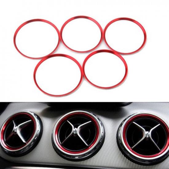 5Pcs Red Air Vent Outlet Ring Cover Trim For Benz A/B/CLA/GLA Class 180 2015