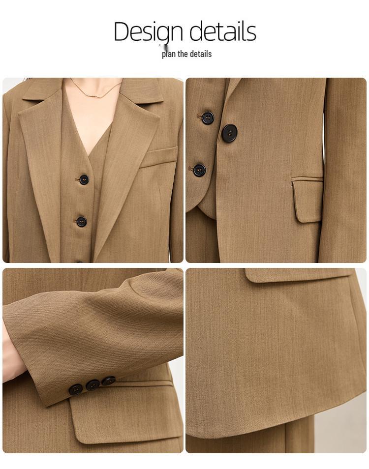 Damen Khaki Anzugjacke - Frühling/Herbst Professioneller Pendlerstil