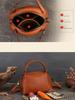Johnature Handbag Genuine Leather Women Bag Retro Solid Color Versatile Large Capacity Shoulder & Crossbody Bags