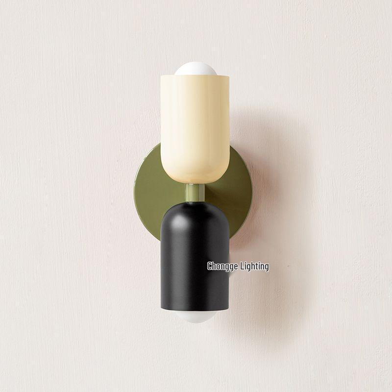 Mid-Century Modern Double-Head Cream Wall Lamp - Creative & Colorful Vintage Design for Nordic Bedrooms