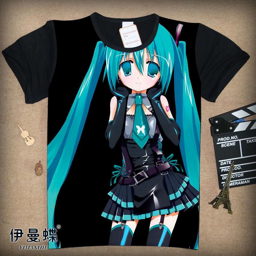 Cosplay Miku Hatsune Vocaloid Anime Manga T-Shirt Costumes Black Polyester New XL
