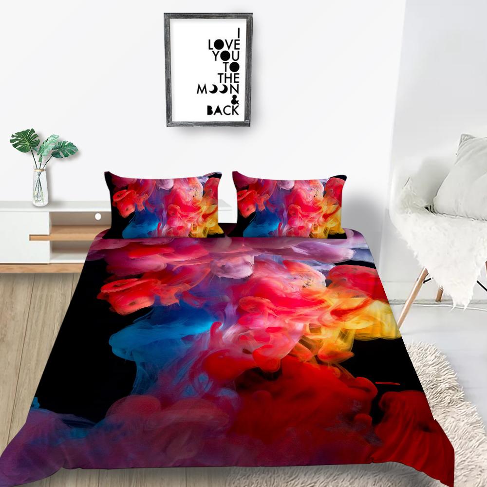 3D Color Halo Printing Bedding Single Double Bed Full Size Quicksand Pattern Pillowcase and Quilt Cover Washable and Comfortable Home Decoration