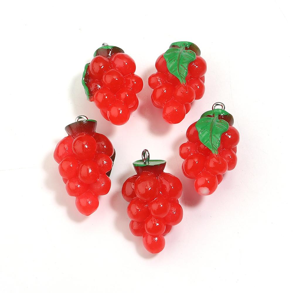 5pcs/lot Fruit Series Acrylic Pendants Colorful Apple Grape Banana Shaped Charms For DIY Earrings Necklace Jewelry Accessories