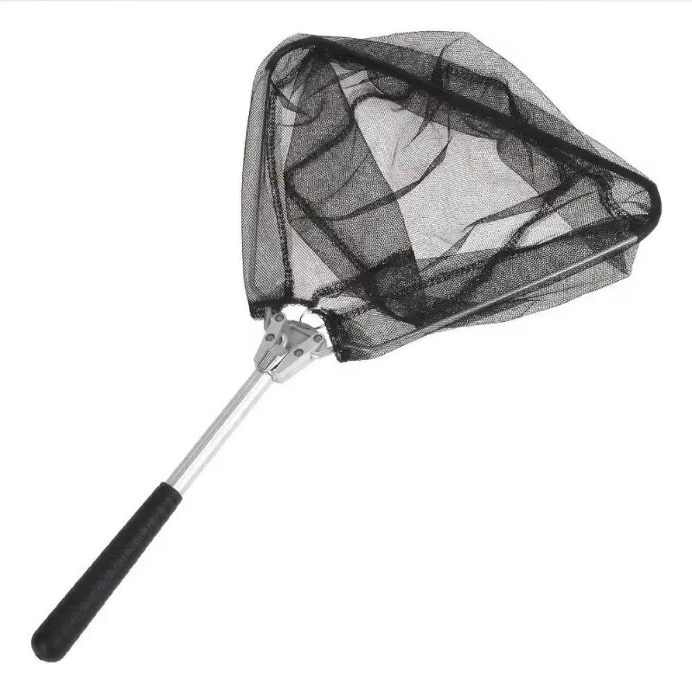 High Quality Aluminum Alloy Fishing Net Black Color 50cm/19in Mini Folding Fishing Net Triangle Shape Durable