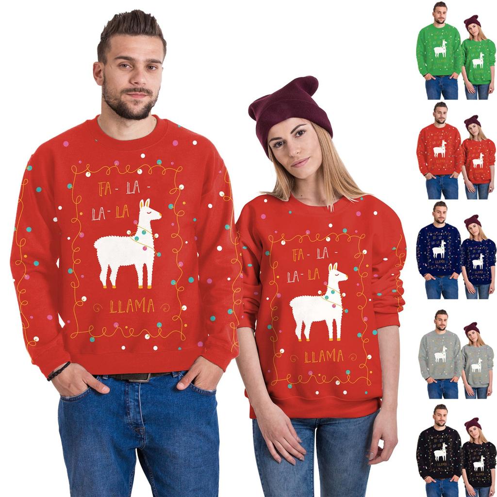 Übergroßer, locker sitzender Weihnachts-Hoodie mit Rundhalsausschnitt für Damen