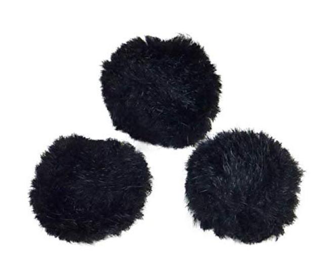 WJ-LM Windjammer (Size M, Set of 3) Made in Japan, Windscreen for Lavalier Microphones (SS Black)