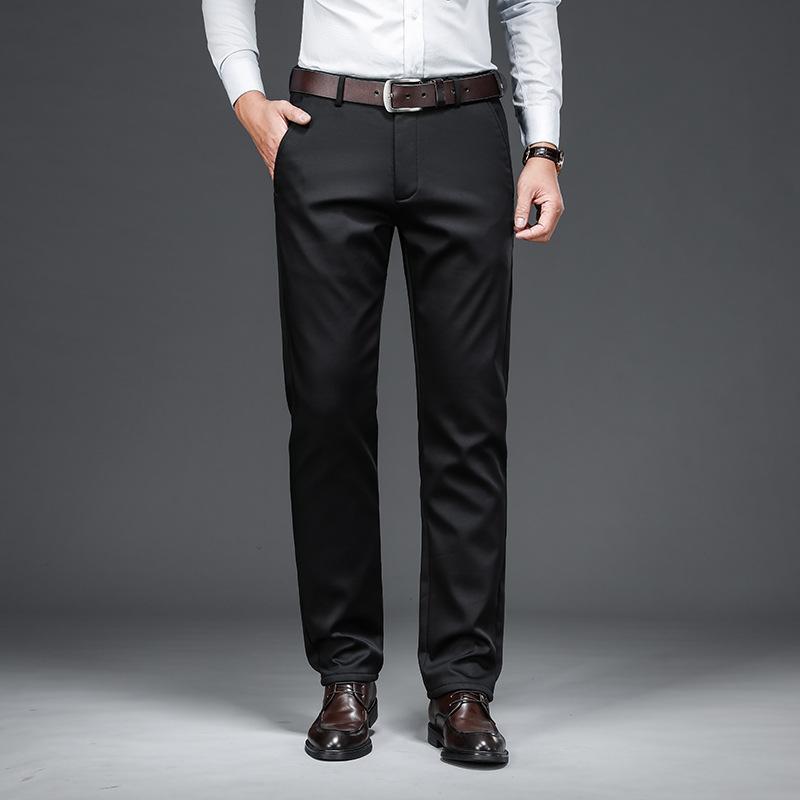 2024 Autumn And Winter New Men'S Casual Pants, Loose Straight Leg Pants With Thick Fleece And Business Warm Pants