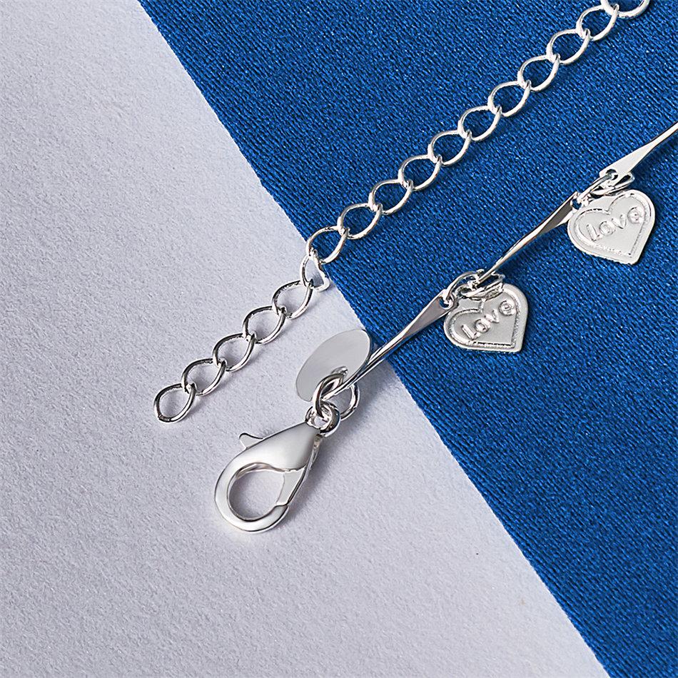 Charm 925 sterling silver 8-inch exquisite heart-shaped bracelet for women's fashion parties, wedding gifts and accessories
