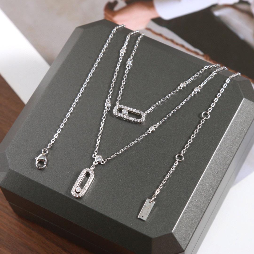 

Новое винтажное колье с бриллиантом Move 2023 года для женщин, роскошные дизайнерские украшения, кулон, чистое серебро 925 пробы, двухъярусные колье серебряный