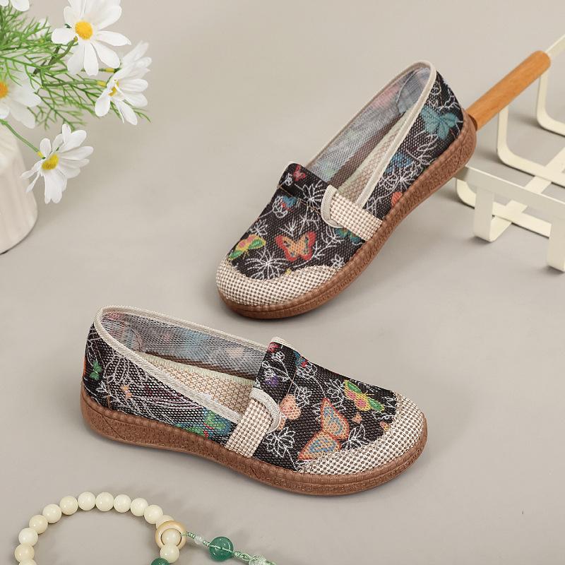 Middle-aged and old mother shoes with one pedal of non-slip old Beijing cloth shoes women s shoes casual lazy fisherman mesh shoes 35