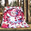 1pc Candyland Snowman Throw Blanket Polyester Fiber, Lightweight Flannel, Soft & Warm, All Season Use for Outdoor, Camping