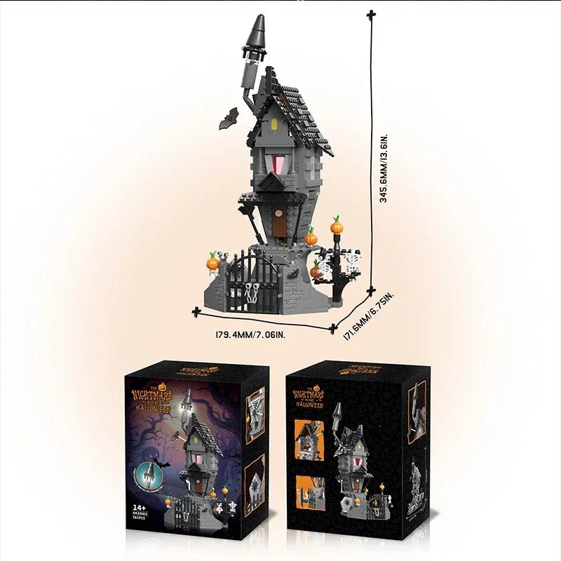 581PCS Nightmareal Castle Building Blocks Ghost Skeletion Pumpkin Hut MOC Bricks Set Kids DIY Toys Christmas Holiday Gifts