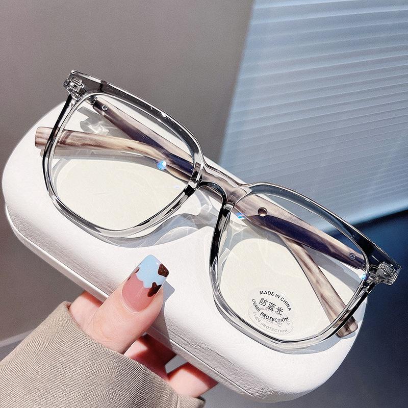 Women Fashion Glasses Frame Vintage Frames Men Retro Square Imitation Wood Grain Legs Spectacles