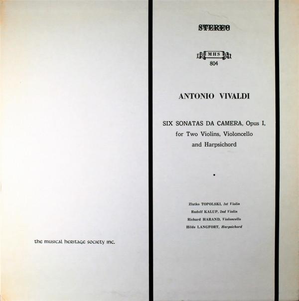 

LP Record ANTONIO VIVALDI ZLATKO TOPOLSKI Six Sonatas Da Camera Opus I For MHS804 Musical Heritag 1967 Germany Classical Used