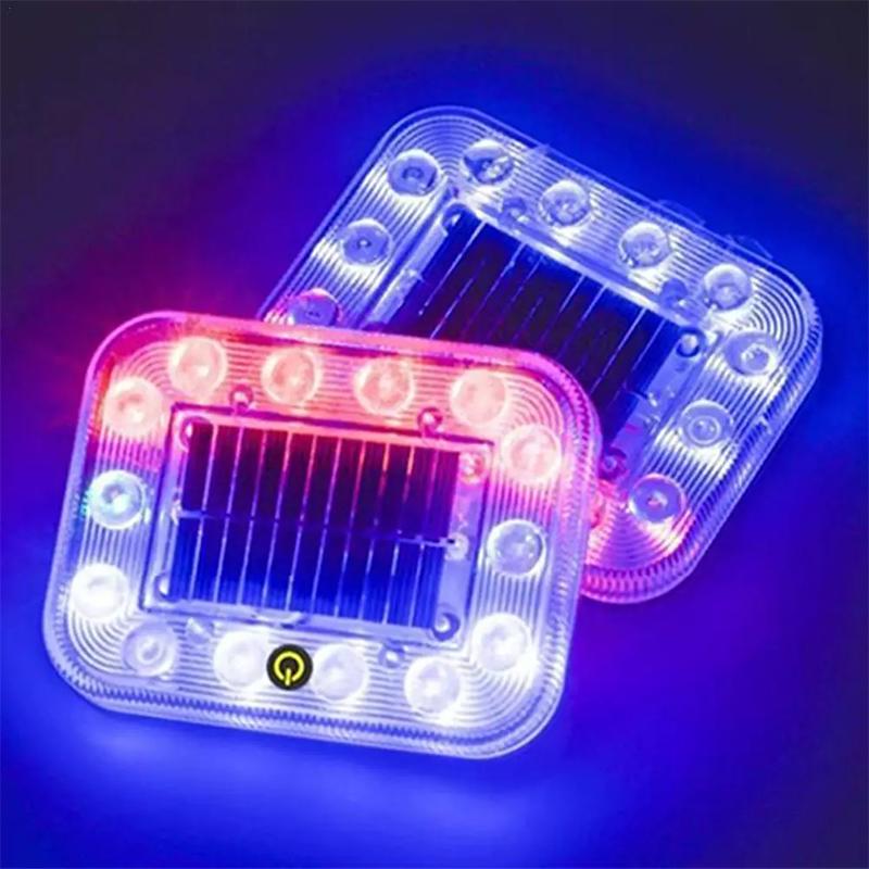 2PCS Solar Car Light Shockproof LED Truck Warning Signal Lamp No Wiring Solar Flash Light Vehicle Anti Rear End Collision Lamp