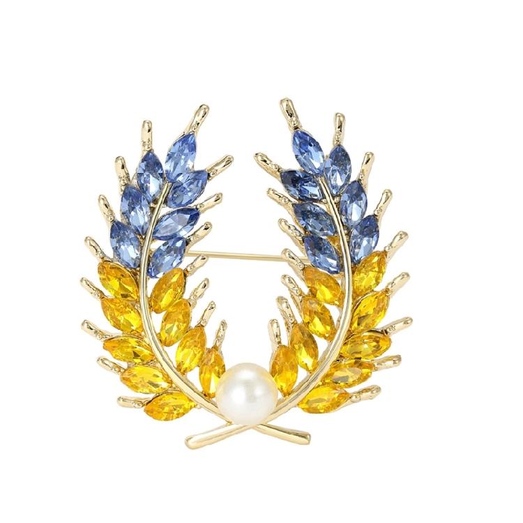 Unique Threaded Fringe Lapel Pin with Stone Accent Wheat Ear Brooches Accessory Fashionable Women's Clothing Accessory