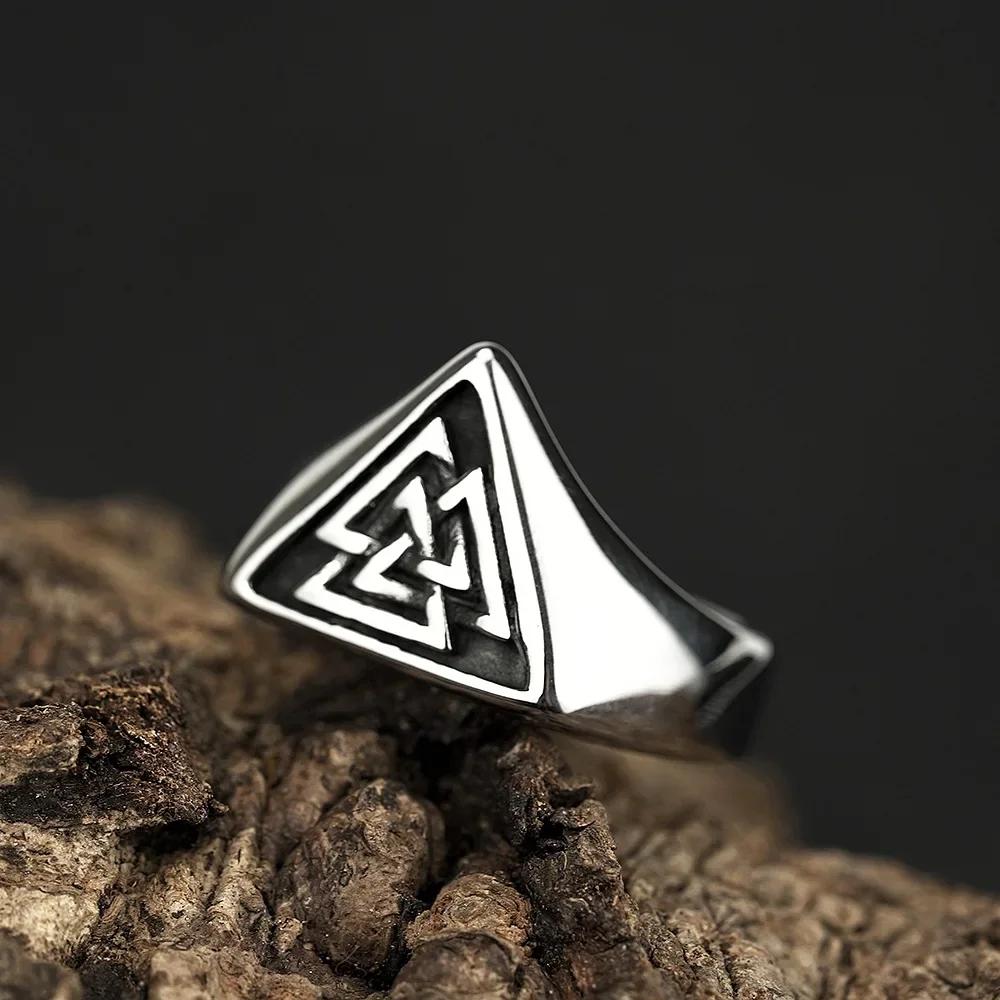 Vintage Viking Men Rings Stainless Steel Ethnic Belief Nordic Odin Compass Tree of Life Valknut Ring Amulet Jewelry