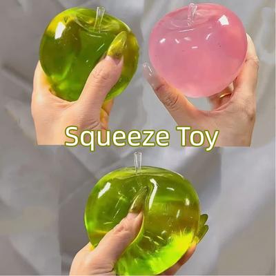 Juguetes de apretar de manzana verde Transparente cristalino Alivio del estrés Ventilación Juguetes Fidget Plasticidad Juguete de apretar Regalo relajante para amigos