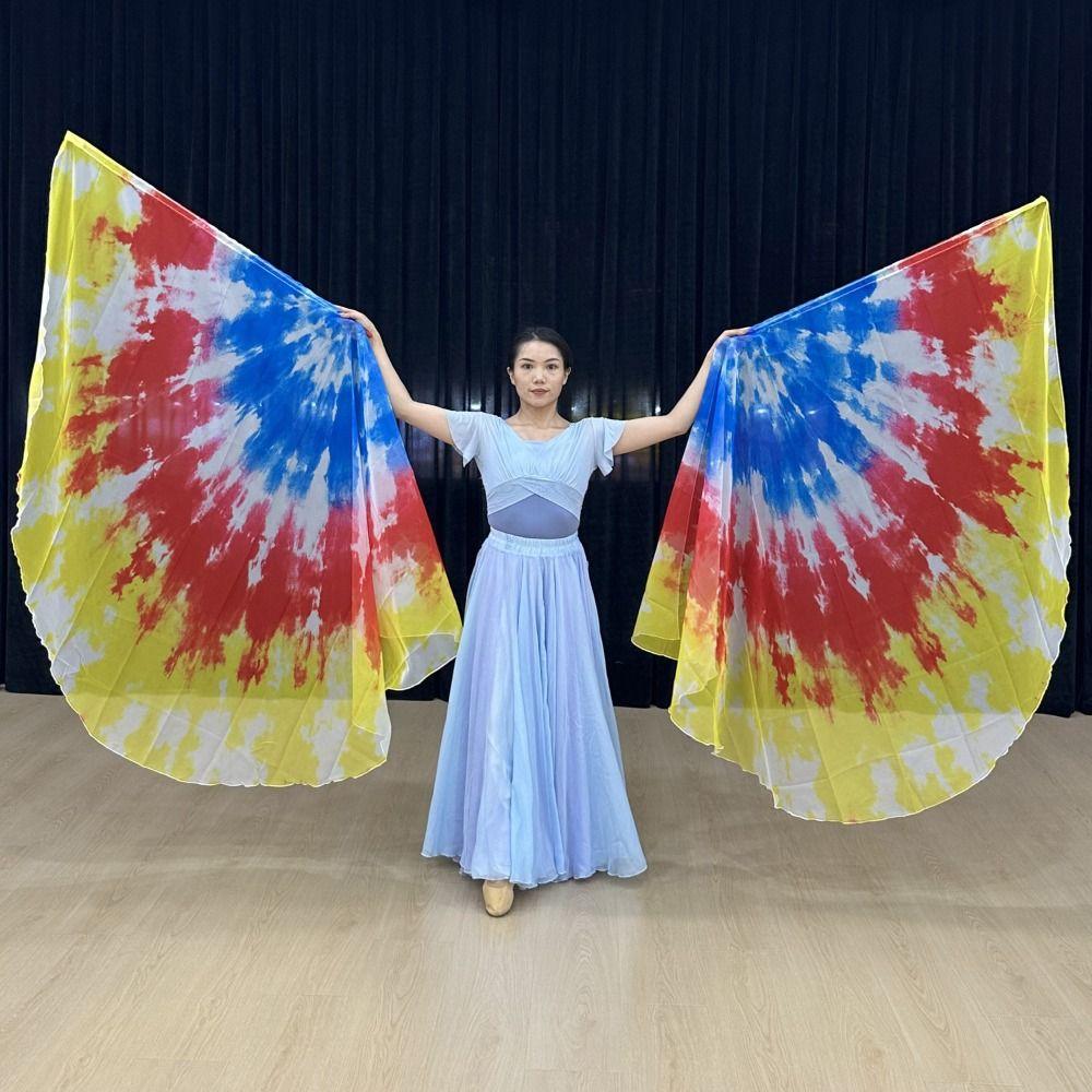 with Telescopic Sticks Rectangle Flags Multicolor Colorful Scarves Flag  Dance Performance