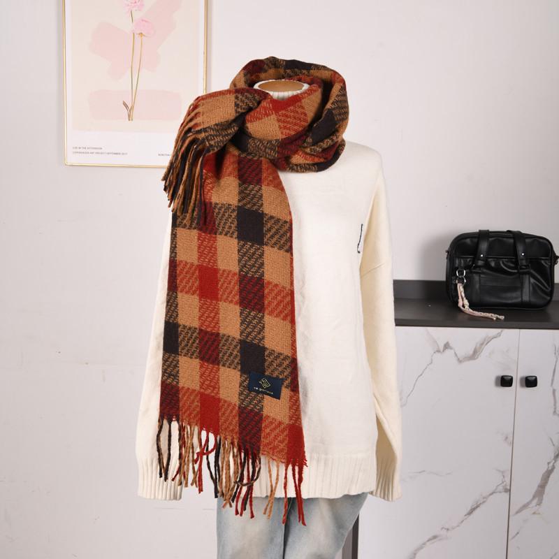 Hochwertiger Schal im koreanischen Stil mit Karomuster: Warmer, verdickter Kaschmir-ähnlicher Schal für Studenten und Paare
