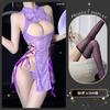 Sex Underwear Purple Butterfly Cheongsam Showing Breasts Small Breasts Passion Pure Desire Bed Free-of-charge Robe Set