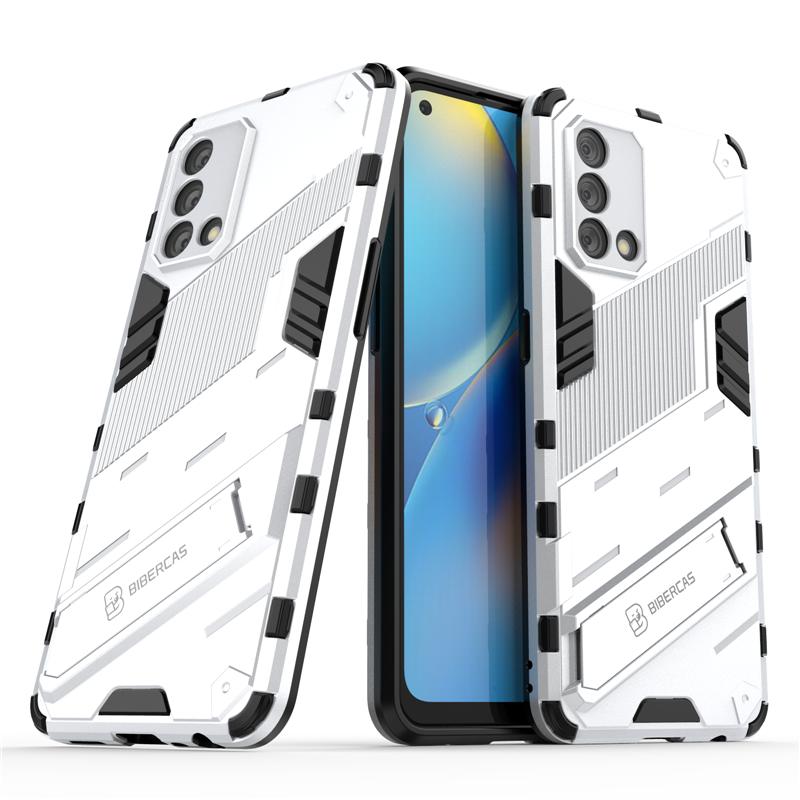 

For Oppo F19 Case Cover Shockproof Kickstand Holder Bumper For Oppo F19 Silicone TPU Armor Back Phone Cover For Oppo F19 Case OppoF19 Pro Plus белый