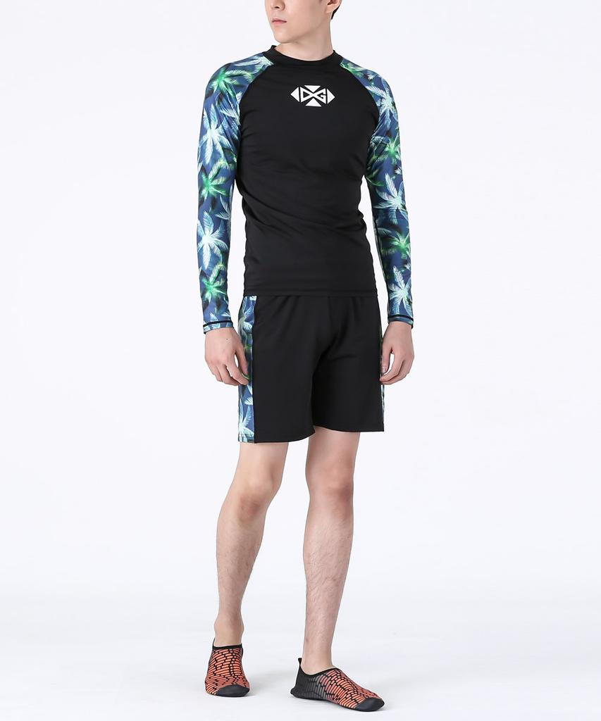 Dangun Air Palm Tree Color Block Long Sleeve Rash Guard