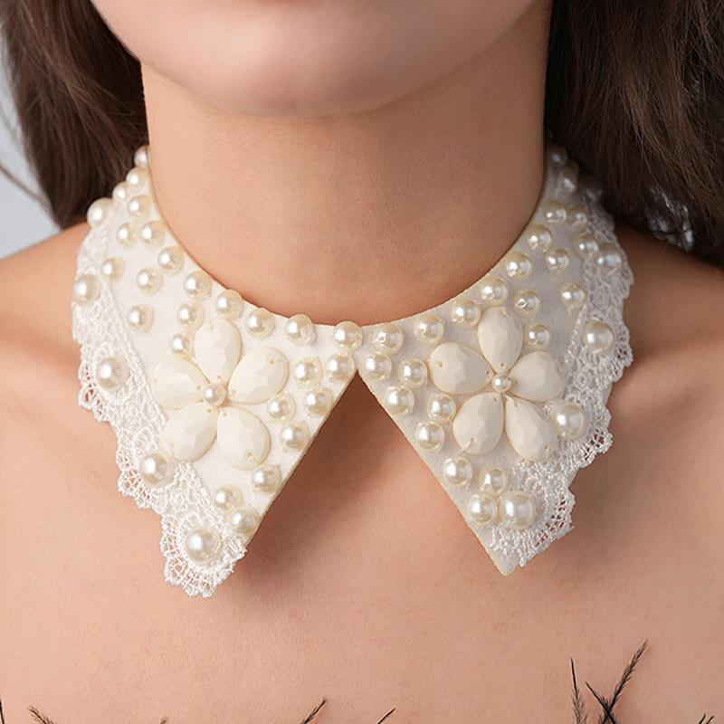 

Мереживна обробка з перлинного бісеру Стрічки для коміра Жіноче намисто Весільні прикраси для одягу Сукня з бісеру Комір Весільні прикраси