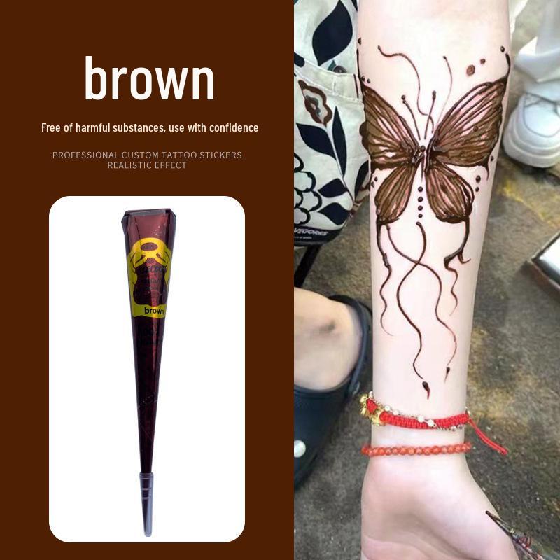 Plant-Based Hand-Painted Henna Tattoo Paste for Stencil Use