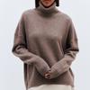 IHUASU Women's Fashion Casual Solid Colour Autumn and Winter Long Sleeve High Neck Loose Sweater