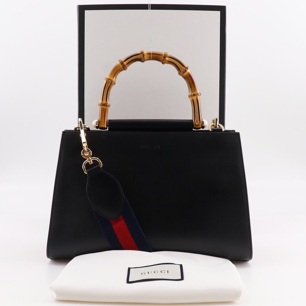 GUCCI Nim Fair Bamboo Handbag 459076 2WAYShoulder black Calfskin Women Used