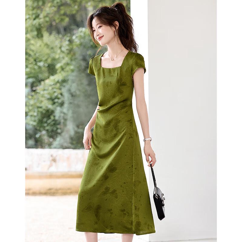 2025 New Chinese Style Green Slimming Summer Dress