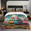 Wohnmobil Muster 3D Gedrucktes Bettbezug Set Cartoon Stil Bettwäsche Set Luxuriöse Heimtextilien Bequemer Bettdeckenbezug Kissenbezug