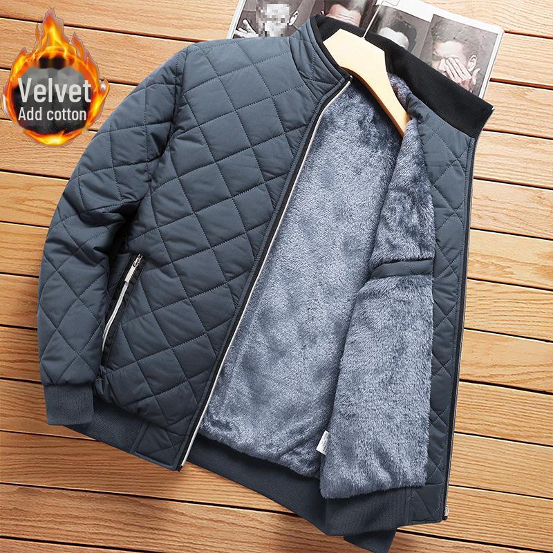 Men's Winter Thickened Velvet Jacket - Warm, Windproof, Stand Collar Coat