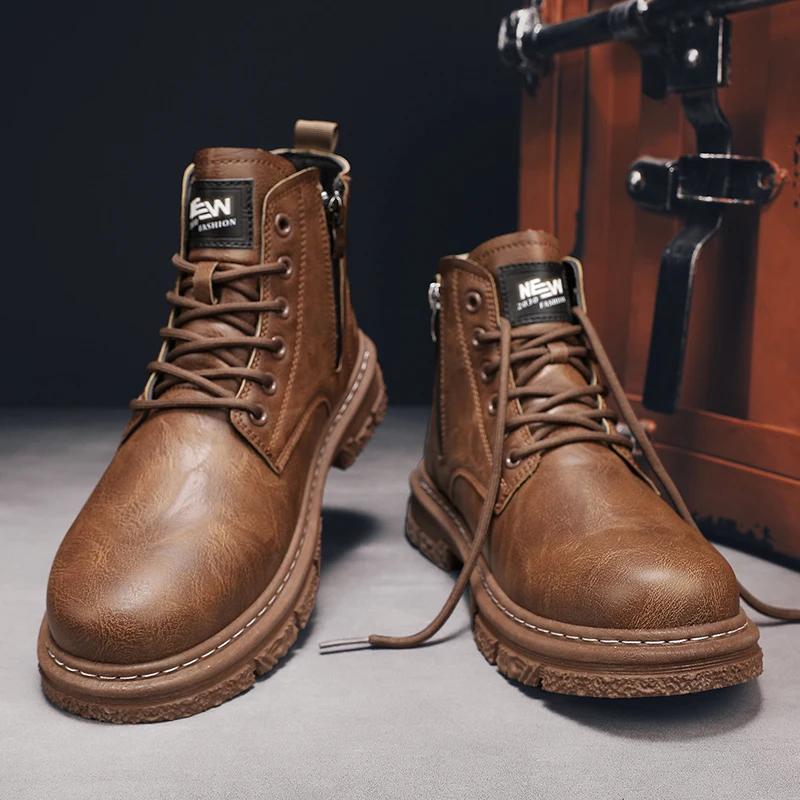 Security Boots Men Mens Ankle Boots Leather Dress Booty Man Men's Leather Winter Shoes Work & Safety Shoes Casual Sneakers Shoe