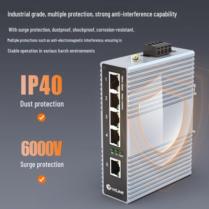netLINK Unmanaged Industrial DIN Rail Ethernet Switch