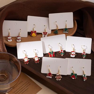Santa Claus Asymmetric Earrings Festive Atmosphere Niche Cute Exquisite Cartoon Snowman Earrings