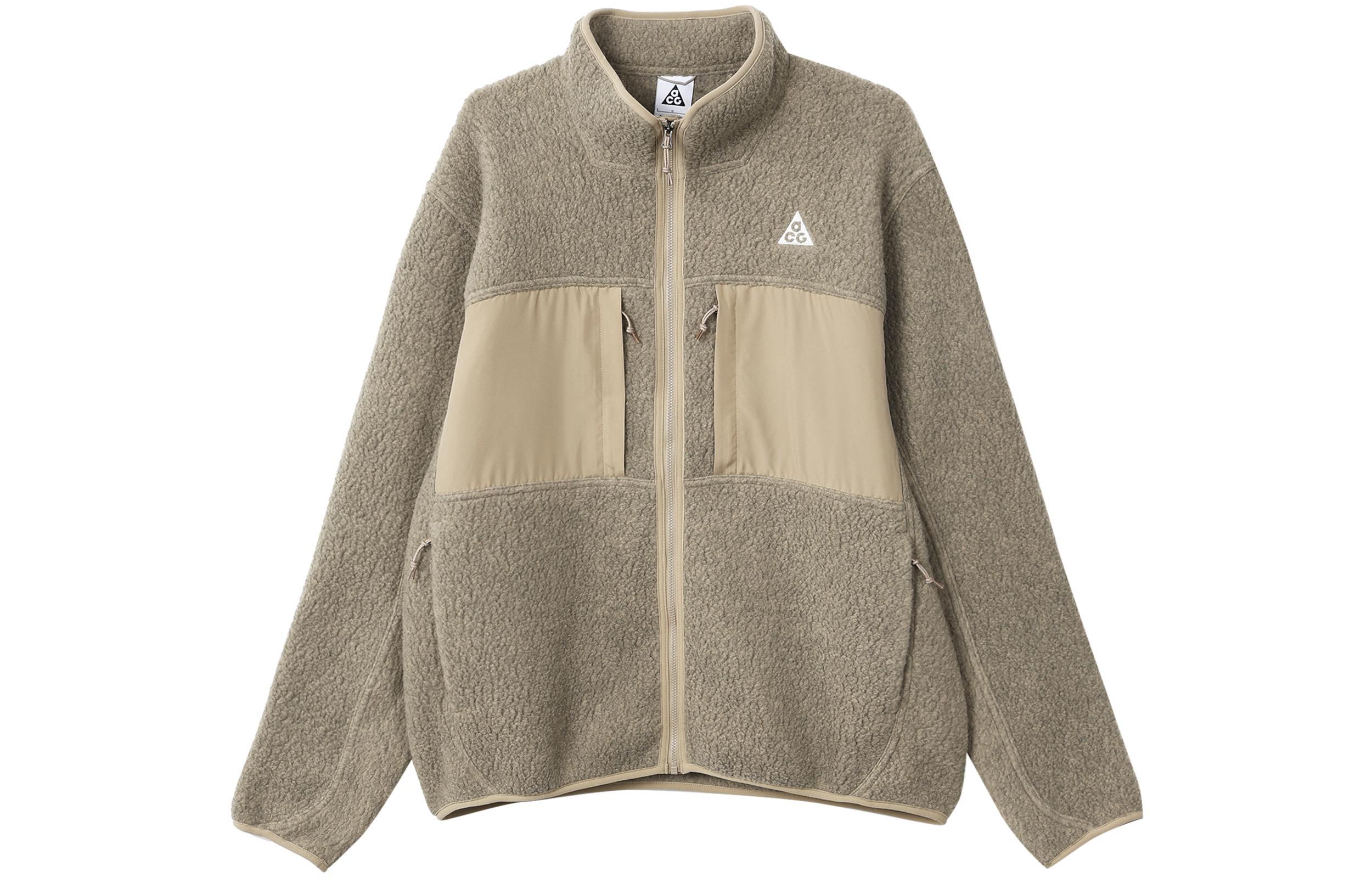 Nike ACG Fleece Tops Men s Khaki Stand Collar Moderate FN0373-247 XS