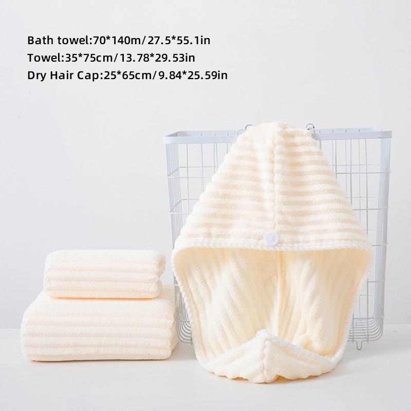 

Набор из 3 полотенец, банное полотенце, шапочка для сушки волос, мягкие и впитывающие, нежные к коже - очень подходит для ежедневных душевых нужд дома