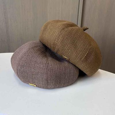 Metal Letter Mark Beret Female Versatile Face Small Bud Hat Casual Literary And Artistic Painter Hat