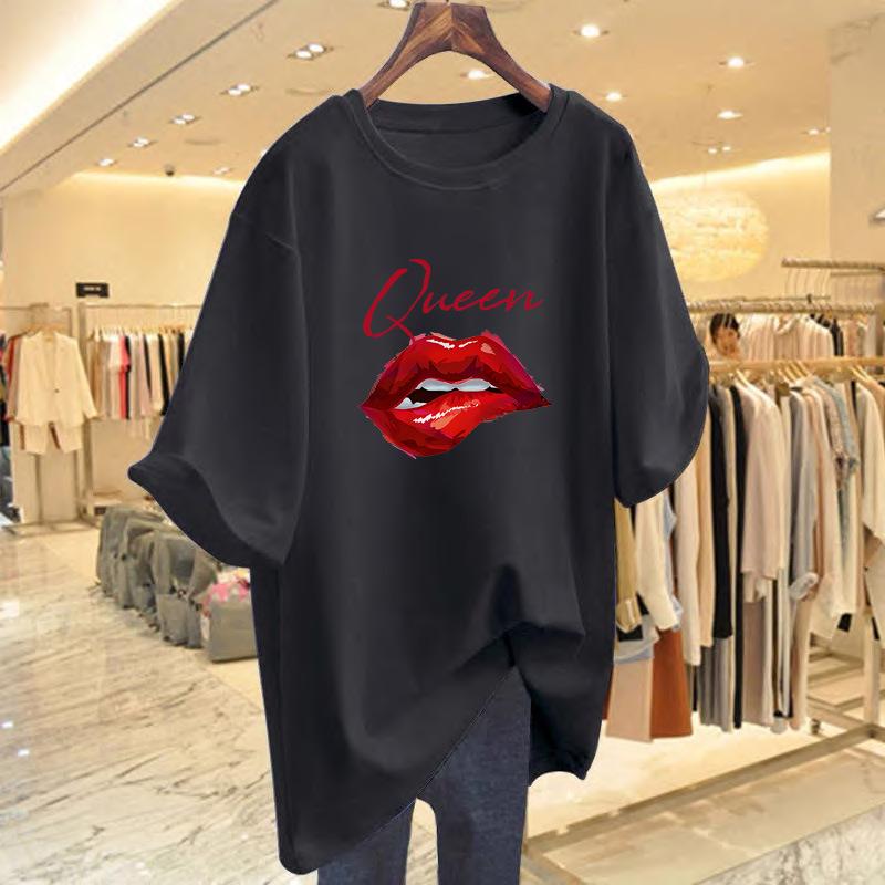 Women's Loose Fit White Cotton T-Shirt with Short Sleeves & Summer Letter Print