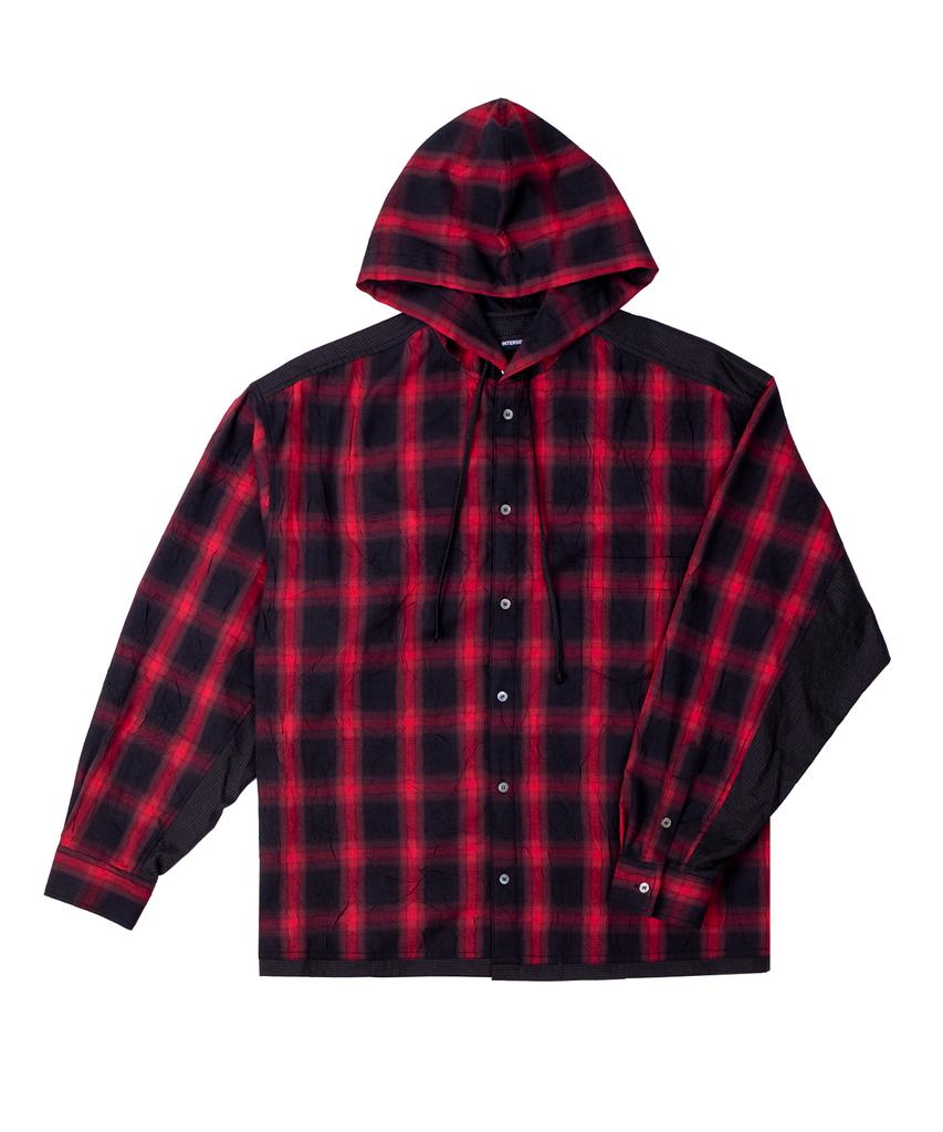 INTERSECTION Crease Check Hoodie [Red]
