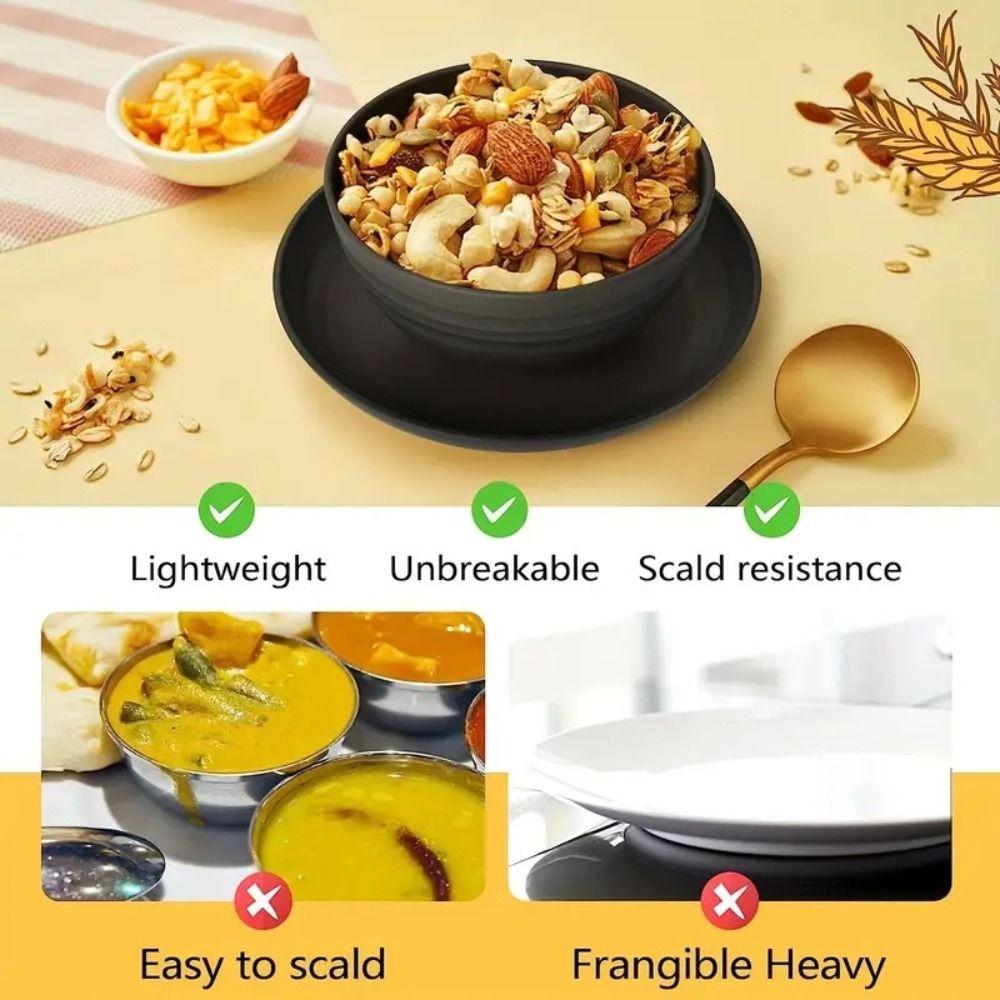 16pcs/Set Wheat Straw Tableware Set Thickened Set of Dishes Utensils Set  for Family Gatherings