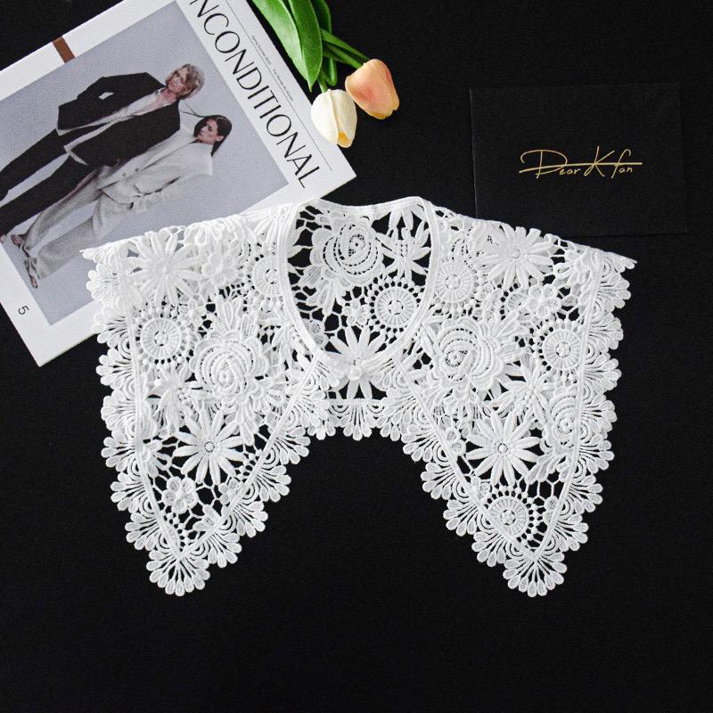 Summer Knitted Hollow Thin Lace Fake Collar Shawl Pullover Short Suspender Skirt False Collar Detachable Collars Sun Protection